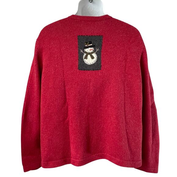 VINTAGE 90s Croft & Barrow Snowmen Busy Block Ugly Christmas Cardigan Sweater XL - Picture 3 of 5